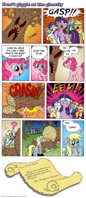 343488920_-_applejack_artist3ASchizoPie_comic_derpy_hooves_fluttershy_Giggle_at_the_ghosty_mane_six_pinkie_pie_rainbow_dash_rarity_tree_twilight_sparkle.