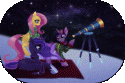 381106050_animated_Artist_rizcifra_fluttershy_luna_scarf_snow_Snowing_sweater_telescope_twilight_sparkle_winter.